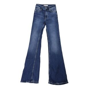 Zara High Rise Flare Jeans 2 Blue Long Bell Bottom Wide Leg Denim Pants